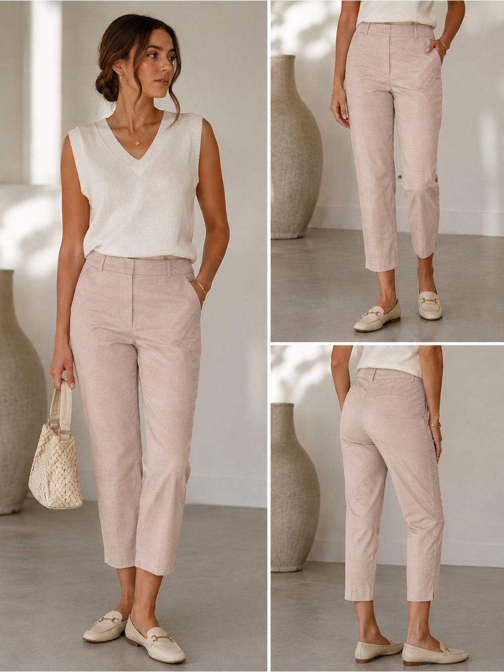 J Crew City Fit Cocktail Capri Pants 8 Pink Preppy Crop Career Costal Quiet Luxe